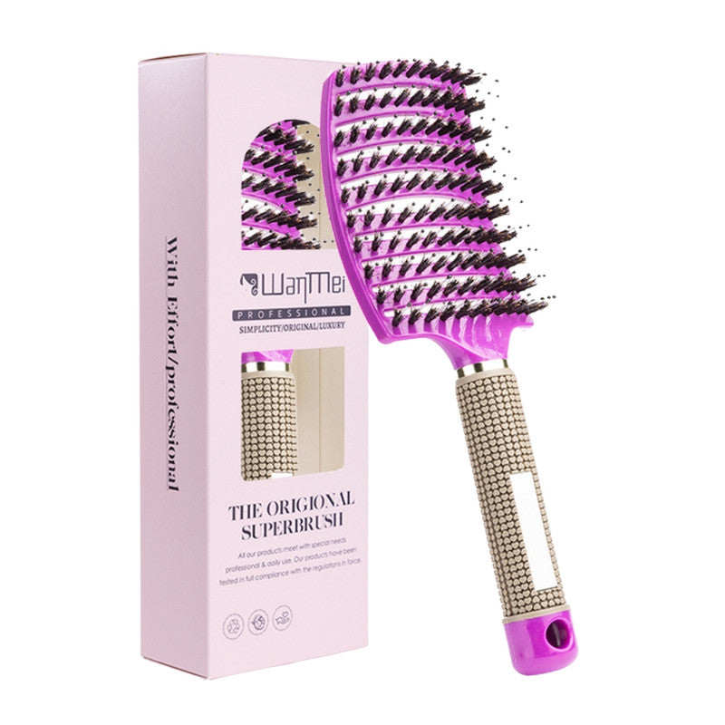 Detangling Hair Brush Comb for Women | Curved Styling Hair Brush with Flexible Bristles, Detangling & Blow Dry Comb for Curly