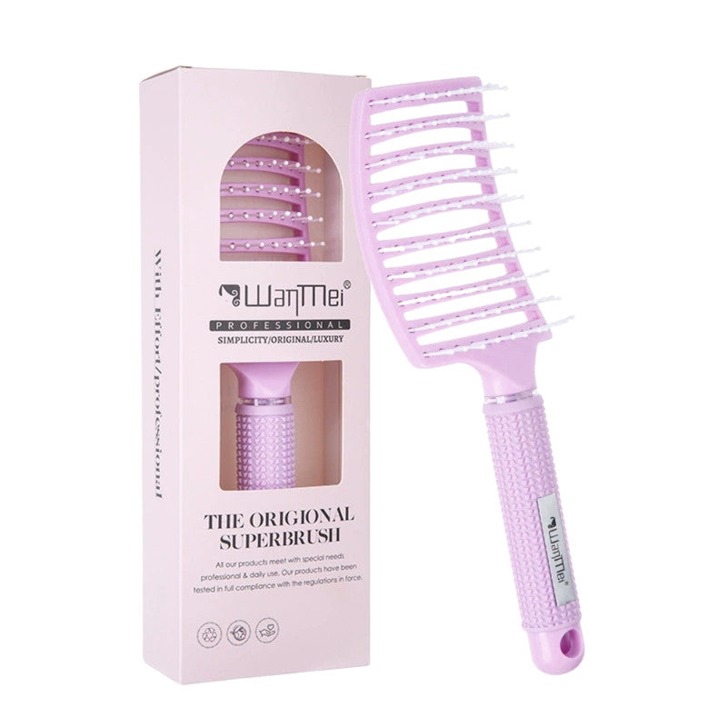 Detangling Hair Brush Comb for Women | Curved Styling Hair Brush with Flexible Bristles, Detangling & Blow Dry Comb for Curly