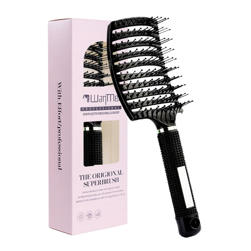 Detangling Hair Brush Comb for Women | Curved Styling Hair Brush with Flexible Bristles, Detangling & Blow Dry Comb for Curly