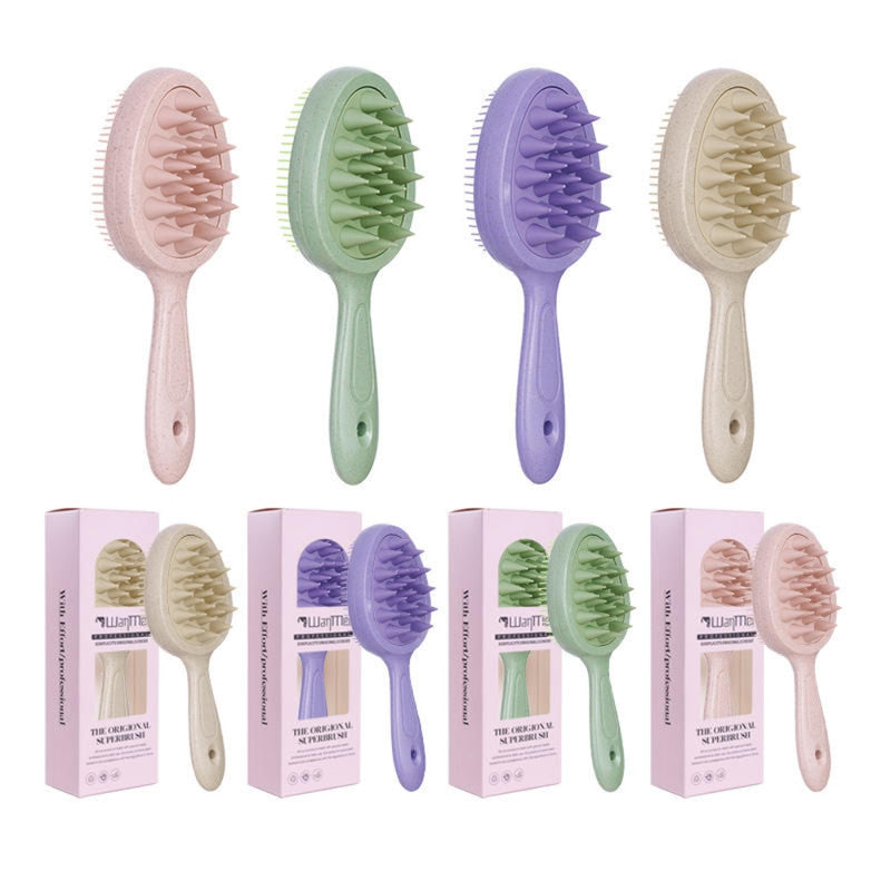 Double Sided Hair Styling Comb with Silicone Shampoo Brush that Prevents Tangling