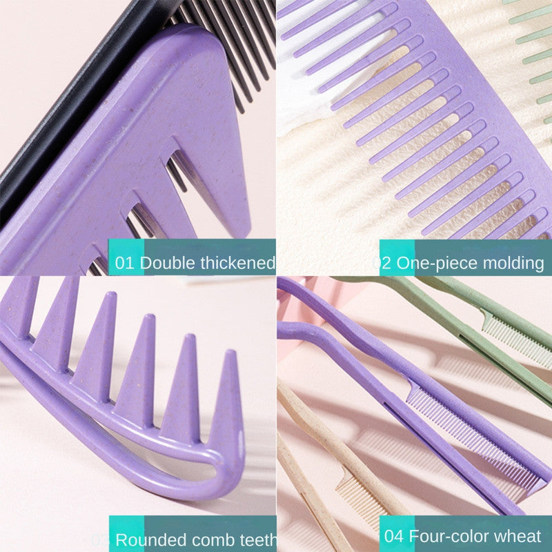 Retro Wide-Tooth Wheat Straw Hair Comb for Men (2-Piece Set) – Handleless Portable Pocket Comb for Smooth Slicked-Back Hairstyles & Daily Grooming – Durable Sustainable Material Hair Tool