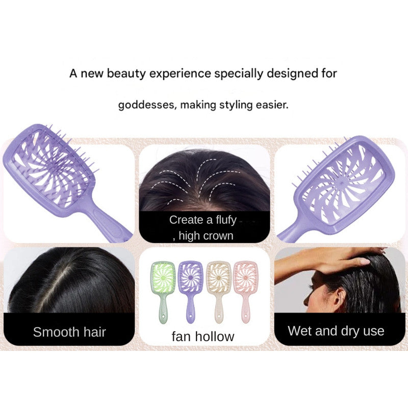 Eco-Friendly Wheat Straw Fan-Shaped Hollow Vent Brush – High-Temperature Resistant Detangling Comb for Fluffy Styling & Quick Drying – Professional ABS & CPU Material Hair Tool for All Hair Types