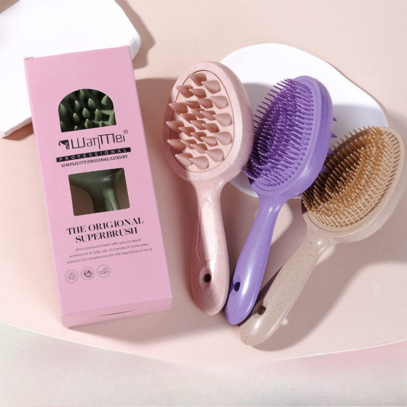 Double Sided Hair Styling Comb with Silicone Shampoo Brush that Prevents Tangling