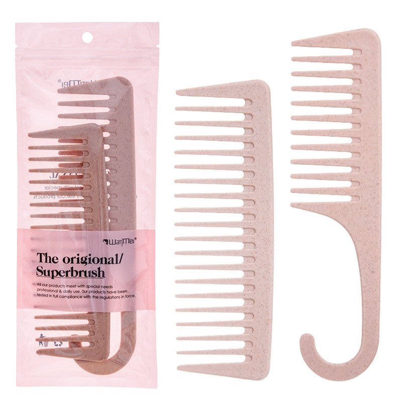 Wide Tooth Comb Detangling Hair Brush | Handgrip Comb | Use For Curly, Wet, Dry, Thick Hair | Set of 2 brushes