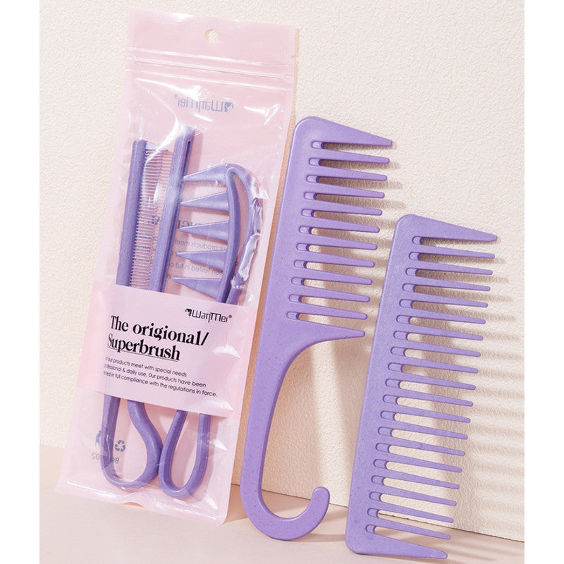 Retro Wide-Tooth Wheat Straw Hair Comb for Men (2-Piece Set) – Handleless Portable Pocket Comb for Smooth Slicked-Back Hairstyles & Daily Grooming – Durable Sustainable Material Hair Tool