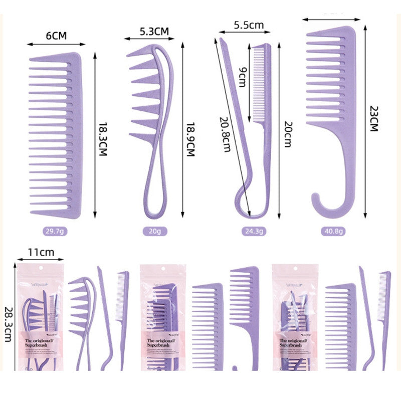 Retro Wide-Tooth Wheat Straw Hair Comb for Men (2-Piece Set) – Handleless Portable Pocket Comb for Smooth Slicked-Back Hairstyles & Daily Grooming – Durable Sustainable Material Hair Tool