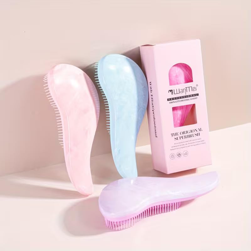 Detangling Brush Works As a Detangler for Thick, Thin, Curly, Fine, Natural, Color Treated, Damaged, Wet or Dry Hair - No More Tangle - Adults & Kids