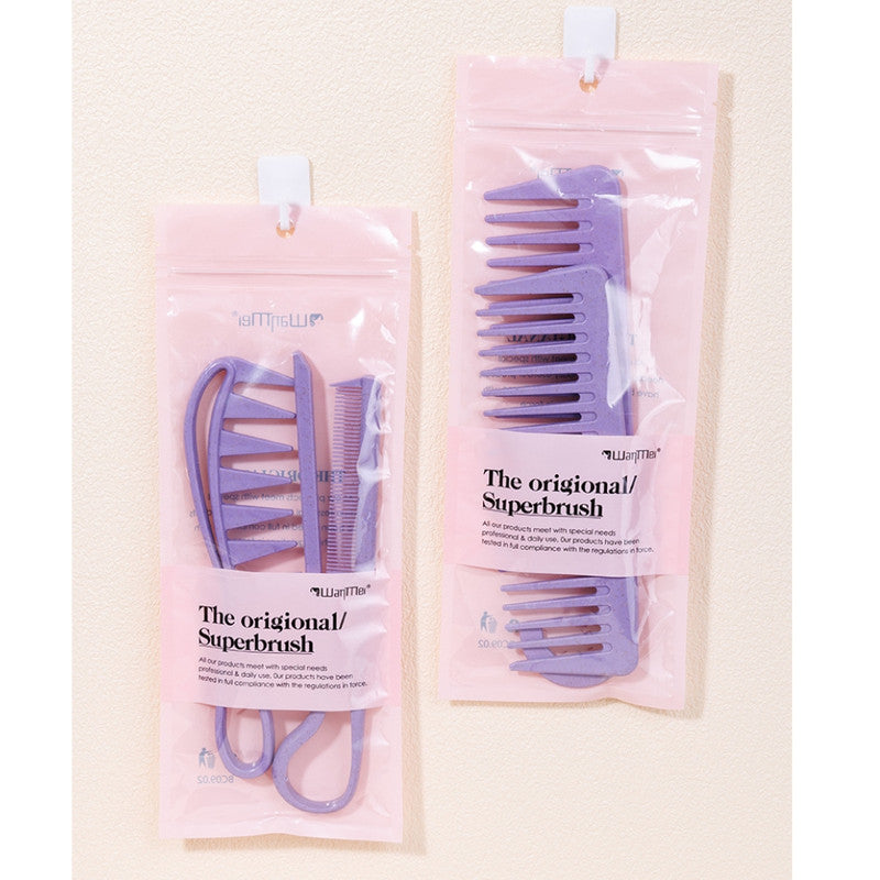 Retro Wide-Tooth Wheat Straw Hair Comb for Men (2-Piece Set) – Handleless Portable Pocket Comb for Smooth Slicked-Back Hairstyles & Daily Grooming – Durable Sustainable Material Hair Tool