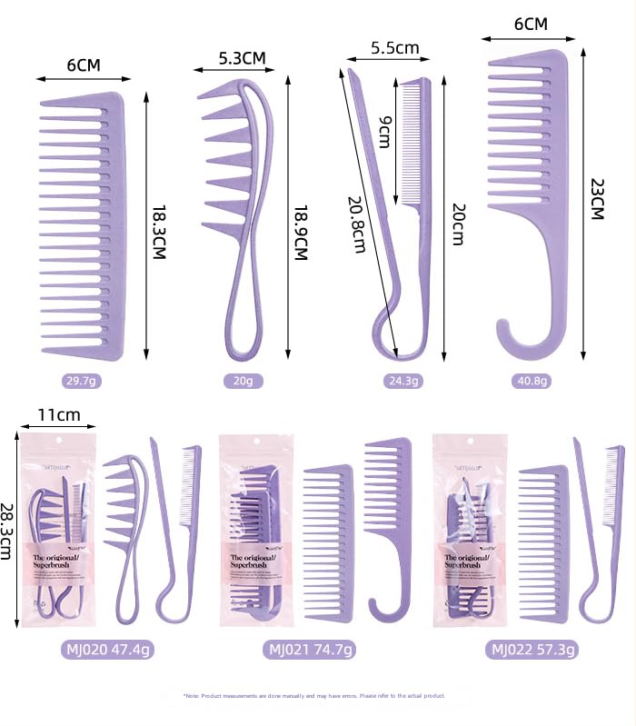 Wide Tooth Comb Detangling Hair Brush | Handgrip Comb | Use For Curly, Wet, Dry, Thick Hair | Set of 2 brushes