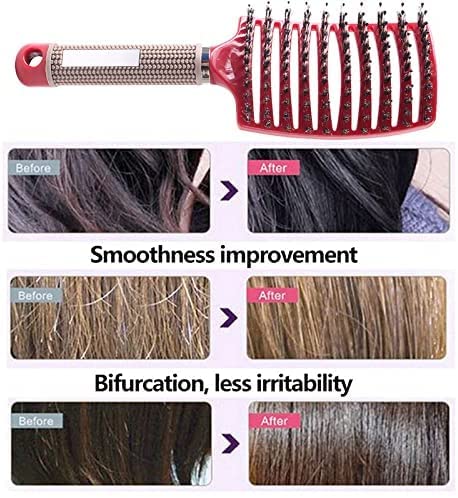 Detangling Hair Brush Comb for Women | Curved Styling Hair Brush with Flexible Bristles, Detangling & Blow Dry Comb for Curly