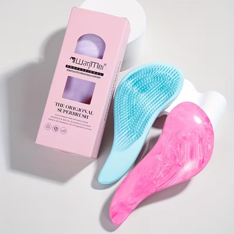 Detangling Brush Works As a Detangler for Thick, Thin, Curly, Fine, Natural, Color Treated, Damaged, Wet or Dry Hair - No More Tangle - Adults & Kids