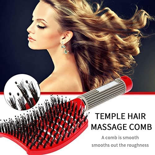 Detangling Hair Brush Comb for Women | Curved Styling Hair Brush with Flexible Bristles, Detangling & Blow Dry Comb for Curly