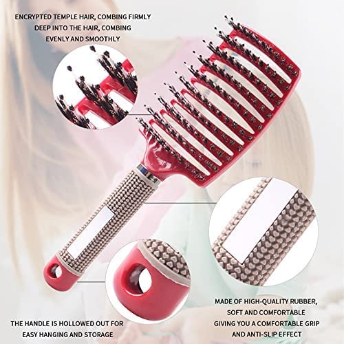 Detangling Hair Brush Comb for Women | Curved Styling Hair Brush with Flexible Bristles, Detangling & Blow Dry Comb for Curly