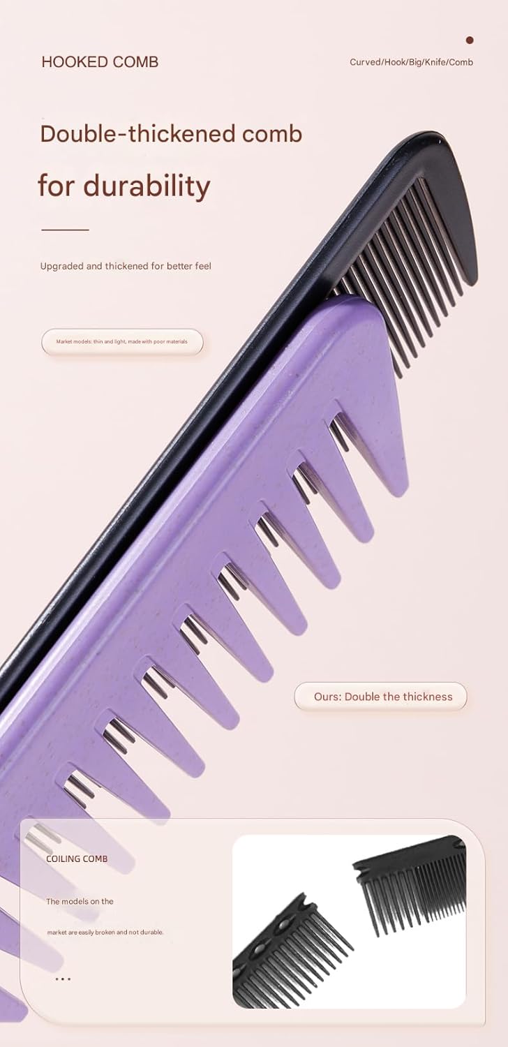 Wide Tooth Comb Detangling Hair Brush | Handgrip Comb | Use For Curly, Wet, Dry, Thick Hair | Set of 2 brushes