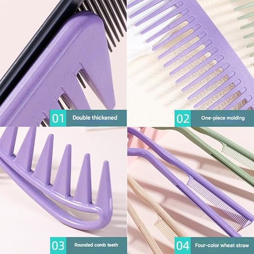 Wide Tooth Comb Detangling Hair Brush | Handgrip Comb | Use For Curly, Wet, Dry, Thick Hair | Set of 2 brushes