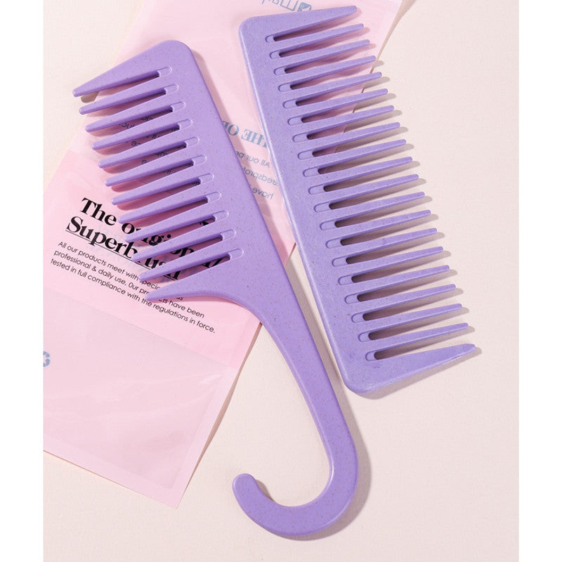 Retro Wide-Tooth Wheat Straw Hair Comb for Men (2-Piece Set) – Handleless Portable Pocket Comb for Smooth Slicked-Back Hairstyles & Daily Grooming – Durable Sustainable Material Hair Tool