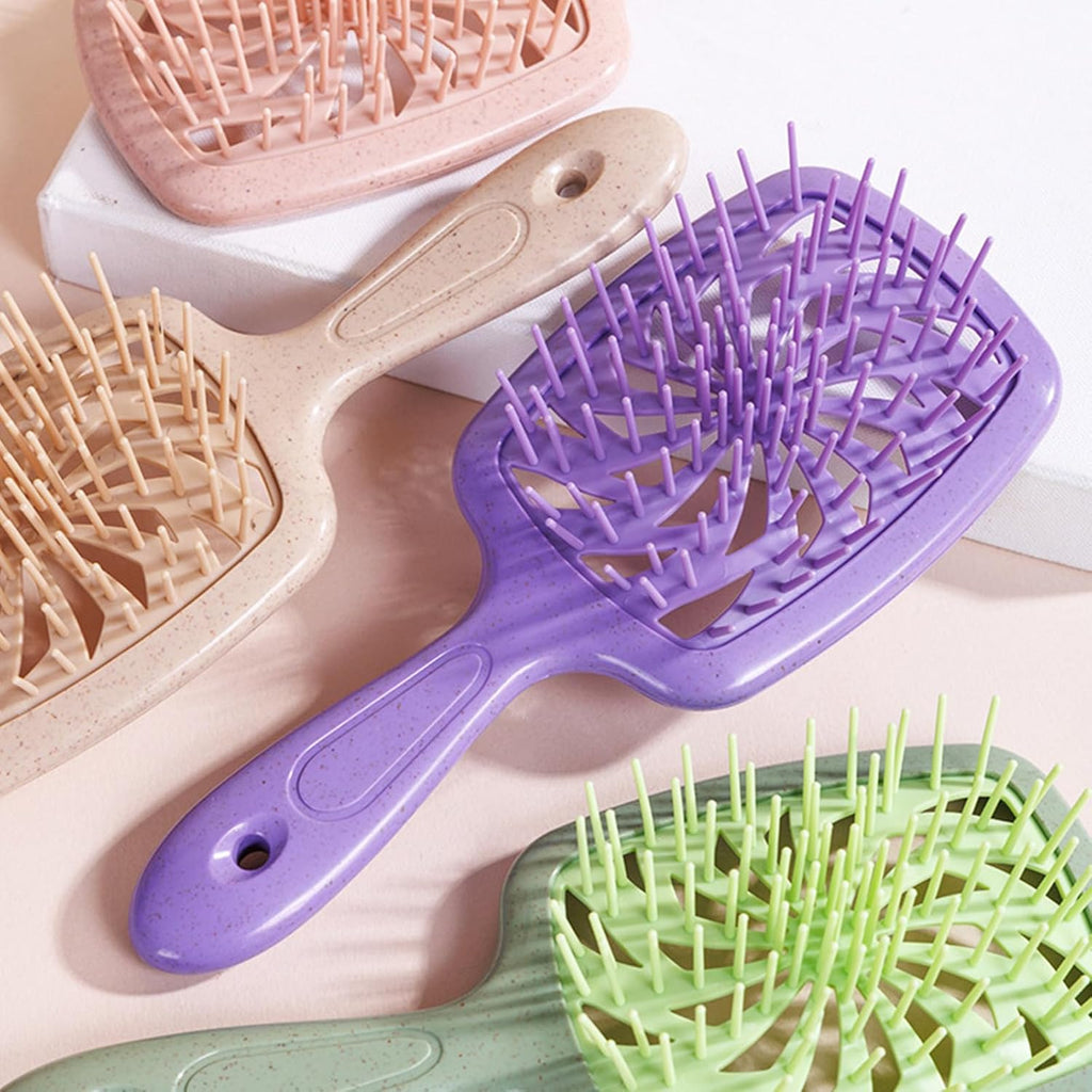 Eco-Friendly Wheat Straw Fan-Shaped Hollow Vent Brush – High-Temperature Resistant Detangling Comb for Fluffy Styling & Quick Drying – Professional ABS & CPU Material Hair Tool for All Hair Types