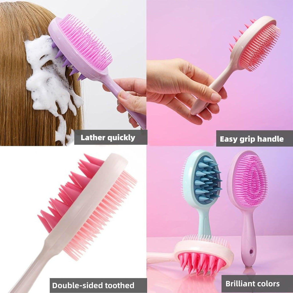 Double Sided Hair Styling Comb with Silicone Shampoo Brush that Prevents Tangling