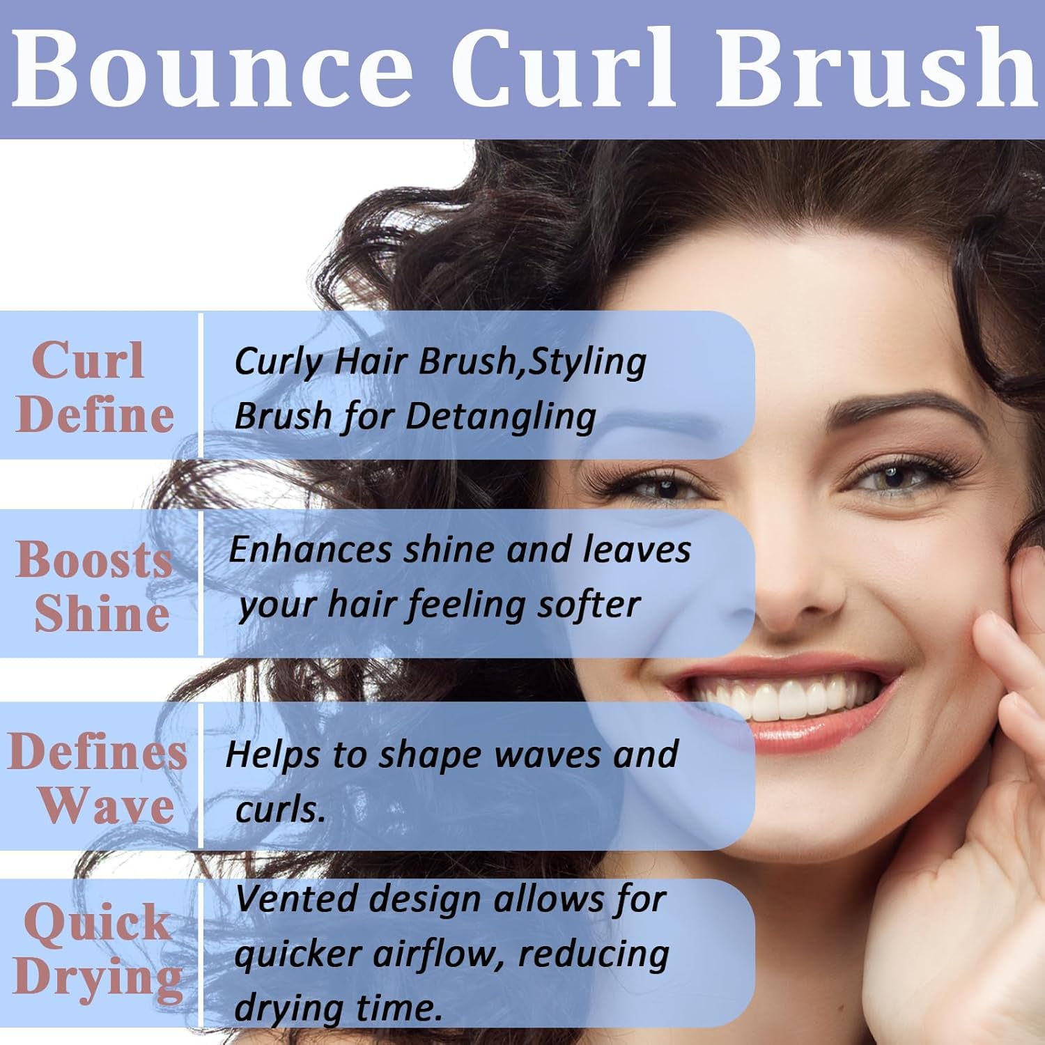 Curl Define Styling Hair Brush, Wet & Dry Multifunction Bounce Curl Brush for Detangling, Combing, Shaping and Defining Curls, Hair Brush for Women Men