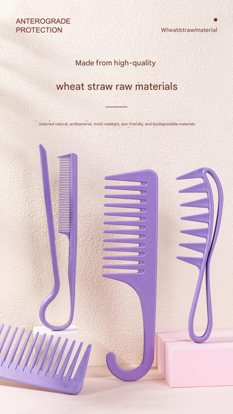 Wide Tooth Comb Detangling Hair Brush | Handgrip Comb | Use For Curly, Wet, Dry, Thick Hair | Set of 2 brushes