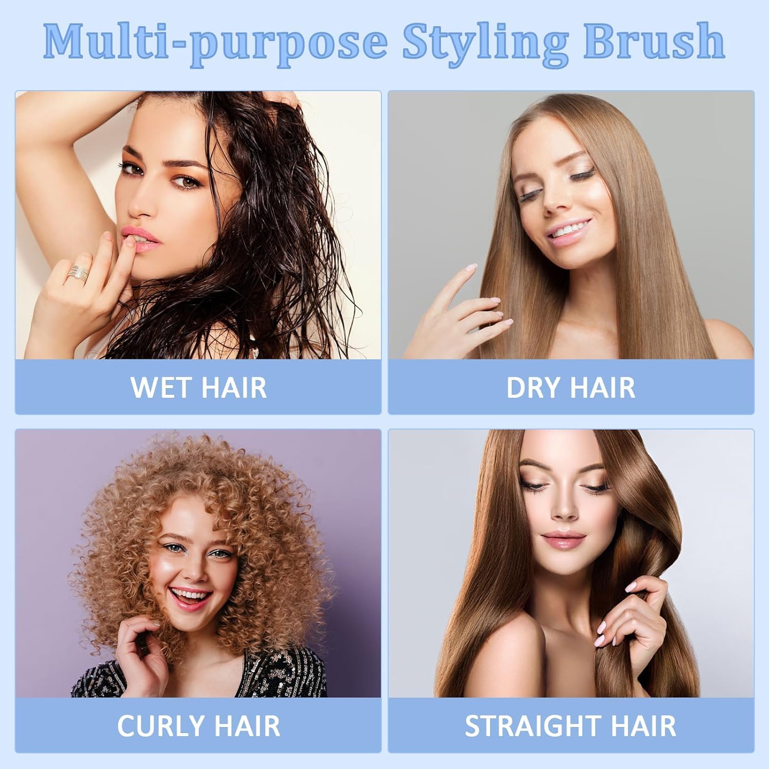 Curl Define Styling Hair Brush, Wet & Dry Multifunction Bounce Curl Brush for Detangling, Combing, Shaping and Defining Curls, Hair Brush for Women Men
