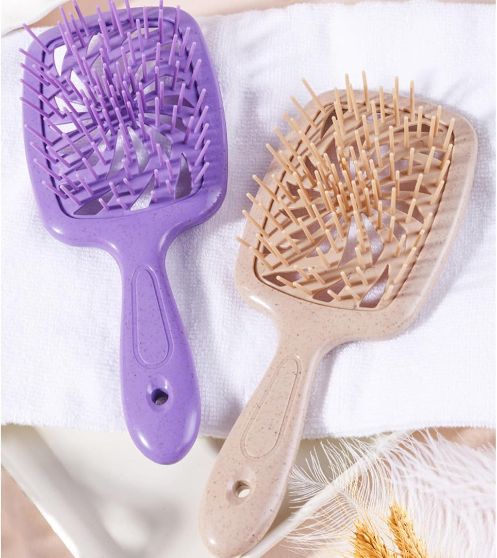 Eco-Friendly Wheat Straw Fan-Shaped Hollow Vent Brush – High-Temperature Resistant Detangling Comb for Fluffy Styling & Quick Drying – Professional ABS & CPU Material Hair Tool for All Hair Types