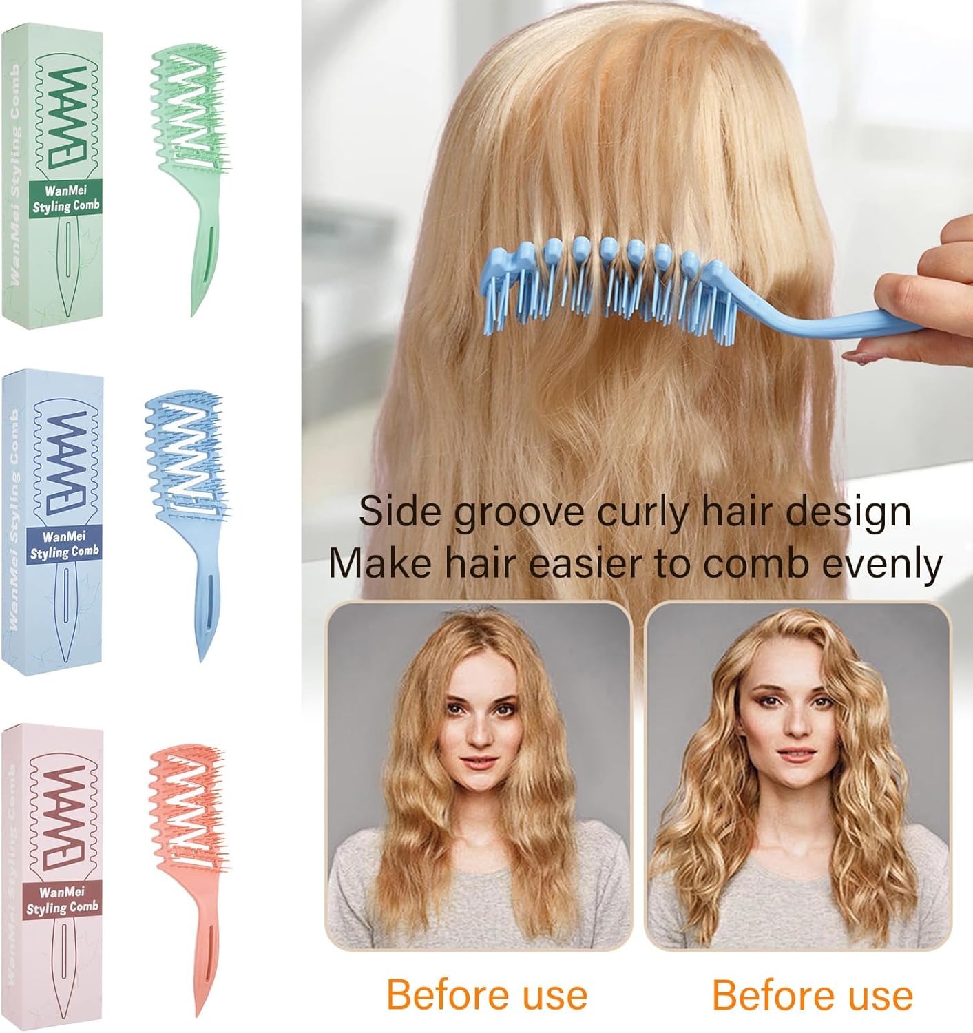 Curl Define Styling Hair Brush, Wet & Dry Multifunction Bounce Curl Brush for Detangling, Combing, Shaping and Defining Curls, Hair Brush for Women Men