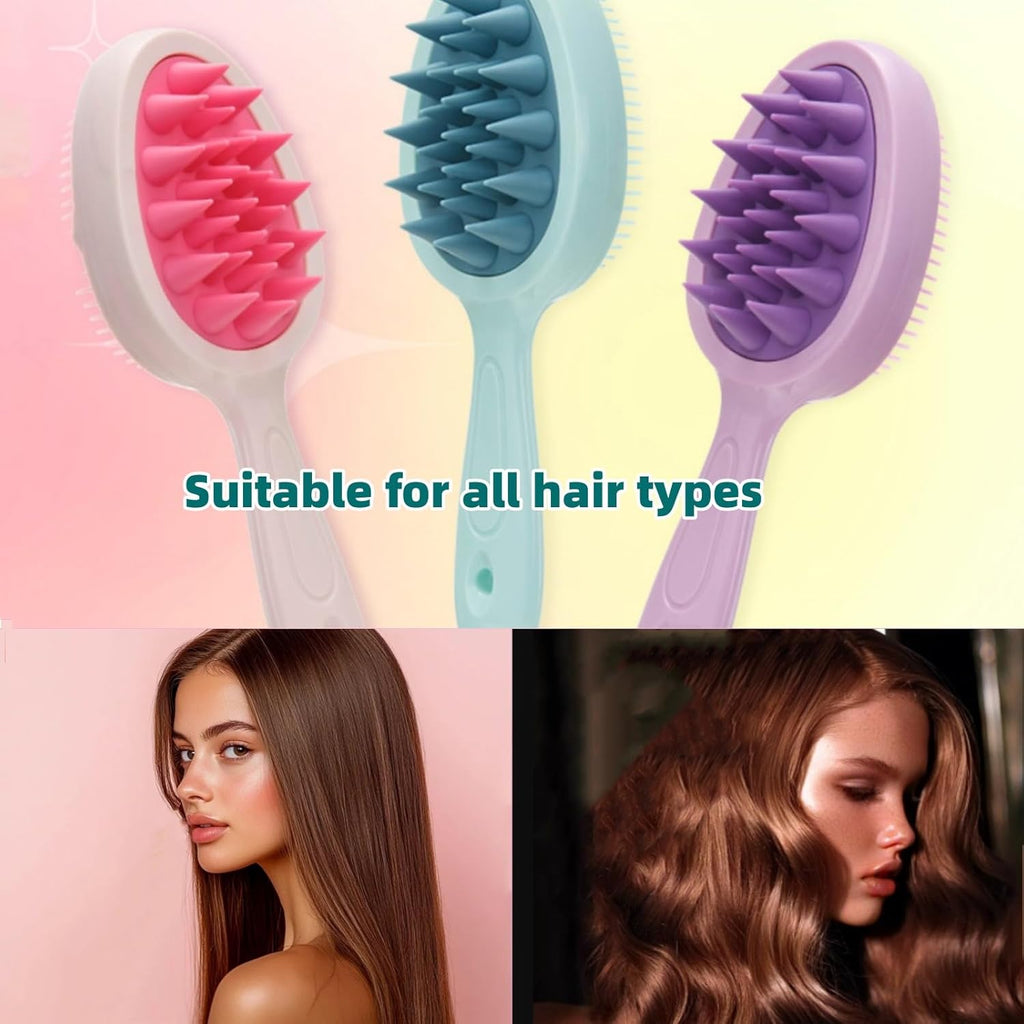 Double Sided Hair Styling Comb with Silicone Shampoo Brush that Prevents Tangling