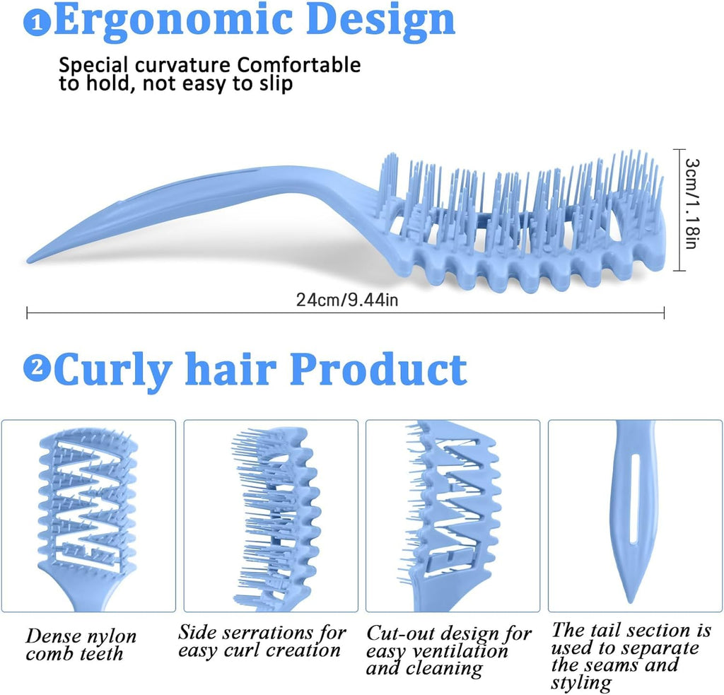 Curl Define Styling Hair Brush, Wet & Dry Multifunction Bounce Curl Brush for Detangling, Combing, Shaping and Defining Curls, Hair Brush for Women Men