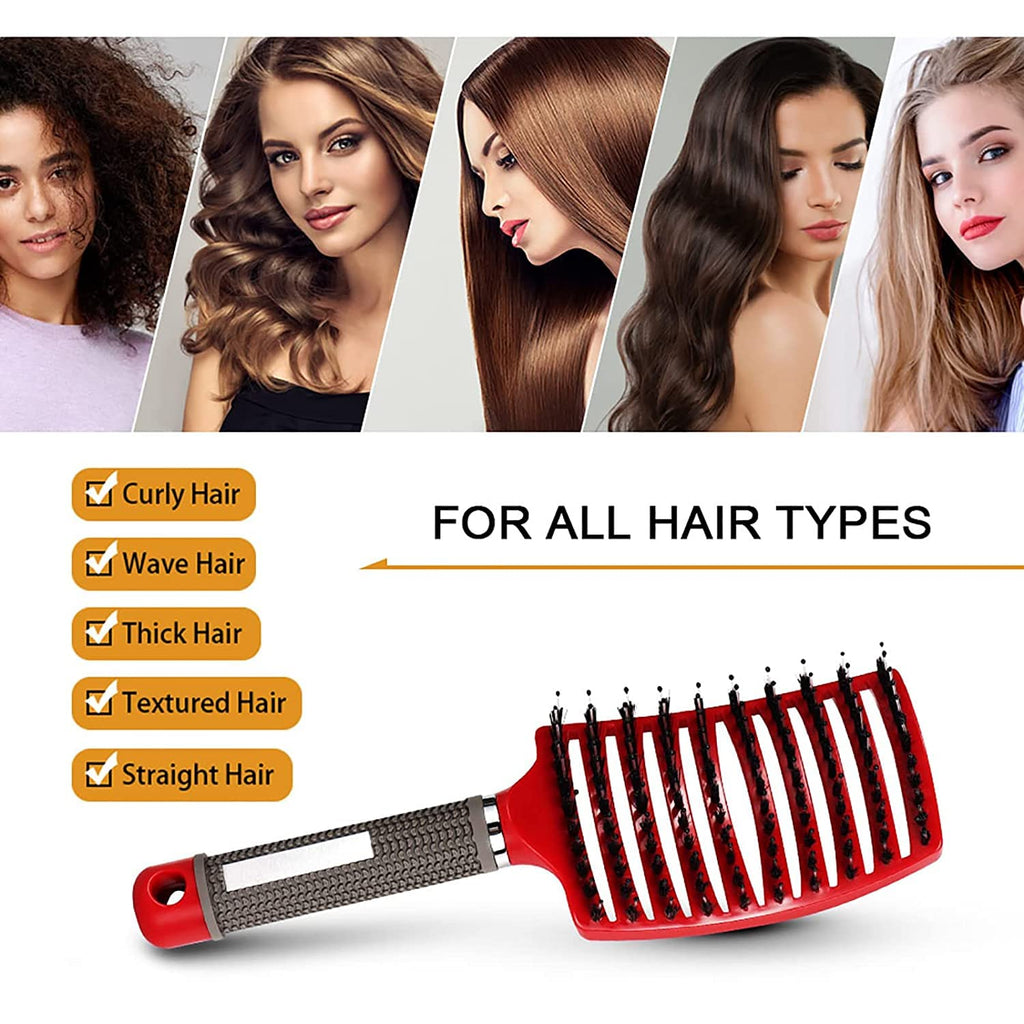 Detangling Hair Brush Comb for Women | Curved Styling Hair Brush with Flexible Bristles, Detangling & Blow Dry Comb for Curly