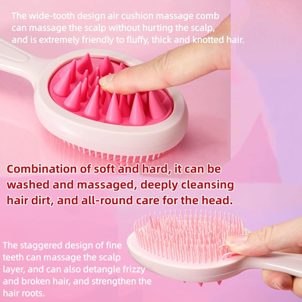Double Sided Hair Styling Comb with Silicone Shampoo Brush that Prevents Tangling