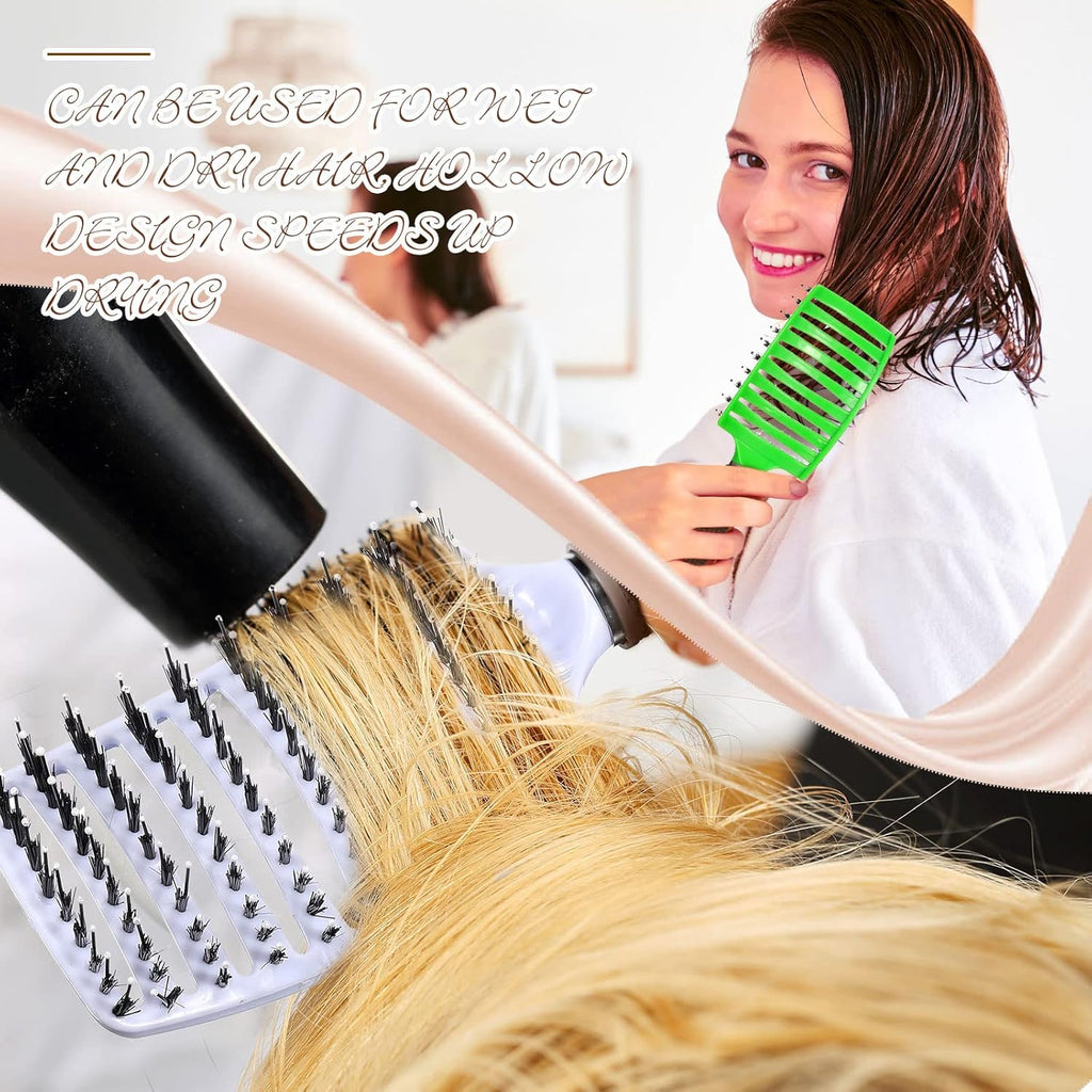 Detangling Hair Brush Comb for Women | Curved Styling Hair Brush with Flexible Bristles, Detangling & Blow Dry Comb for Curly
