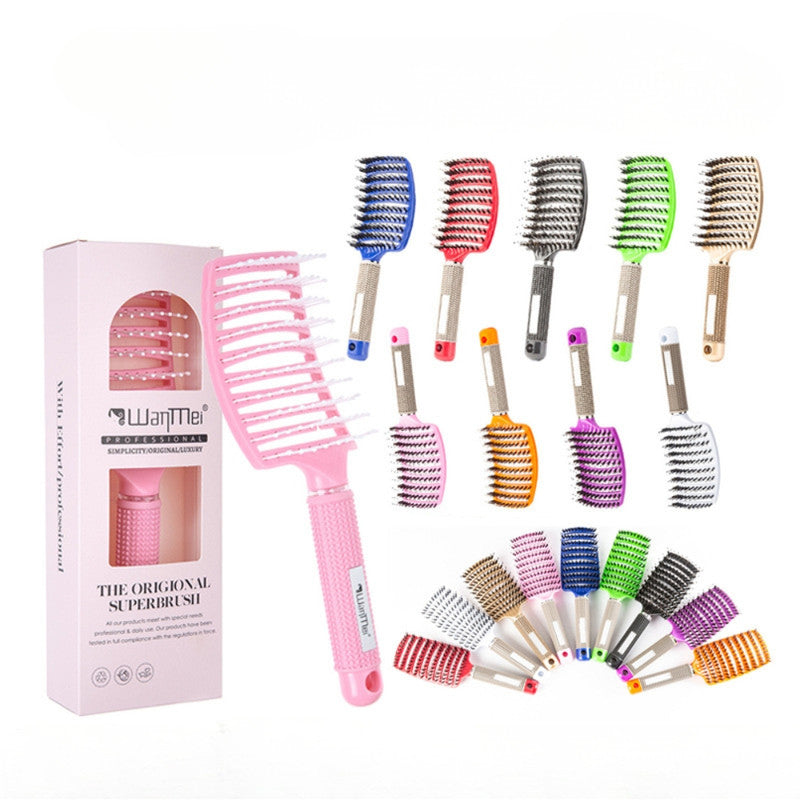 Detangling Hair Brush Comb for Women | Curved Styling Hair Brush with Flexible Bristles, Detangling & Blow Dry Comb for Curly